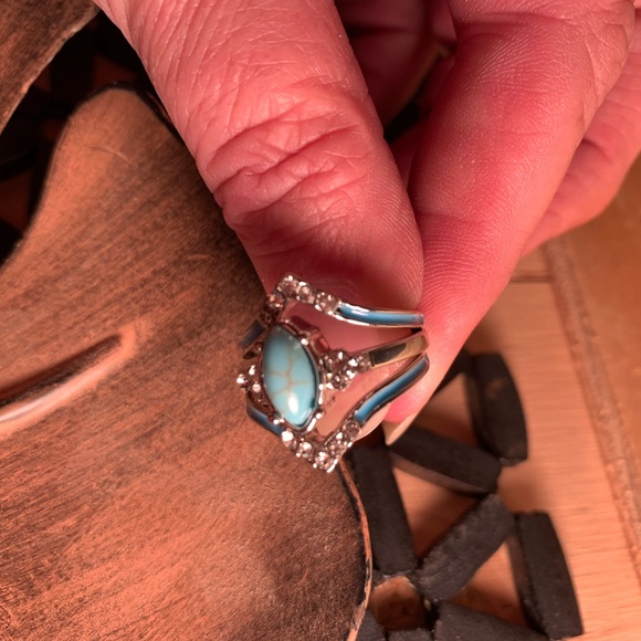 NWOT 3pc set of a Elegant Fashion Creative Vintage style  Turquoise Ring - Picture 2 of 5